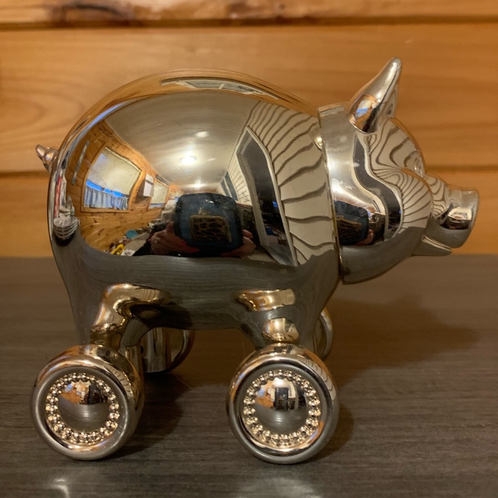 Reed & Barton Adorable Silverplate Rolling Pig Piggy Bank